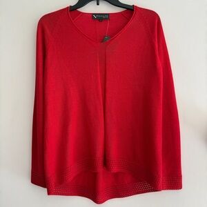 NWT Incalpaca TPX Red Baby Alpaca Wool Sweater Size S Made in Peru Quiet Luxury